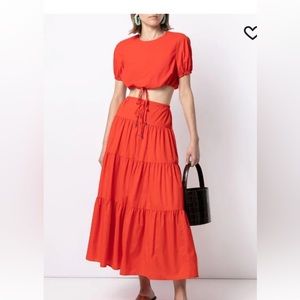 STAUD - Red Lucca skirt and crop top/ Brand New Never Worn/ Size M w/tags